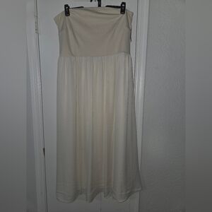 Strapless Cream Maxi Dress - Elegant Summer Staple Size XXL